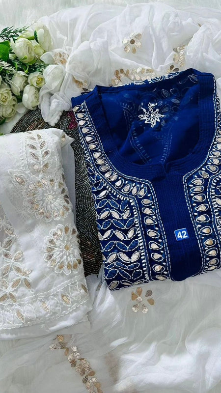 GEORGETTE FRONT JAAL SET WITH  GOTA PATTI WORK