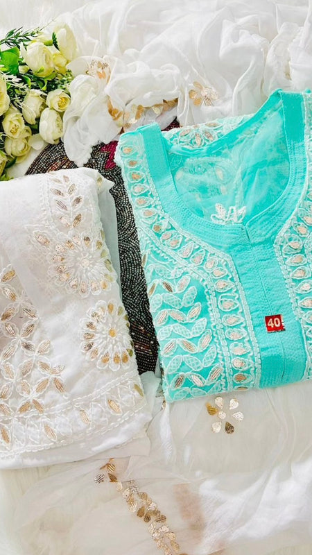 GEORGETTE FRONT JAAL SET WITH  GOTA PATTI WORK