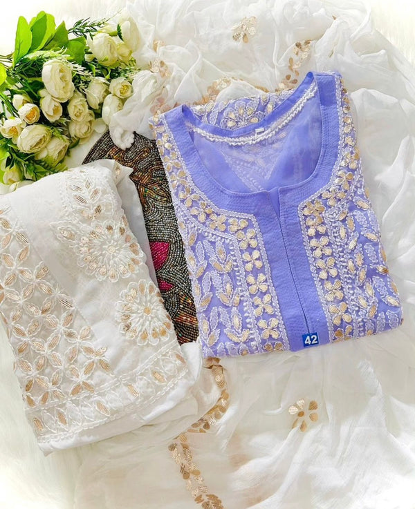 GEORGETTE FRONT JAAL SET WITH GOTA PATTI WORK