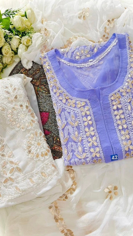 GEORGETTE FRONT JAAL SET WITH  GOTA PATTI WORK