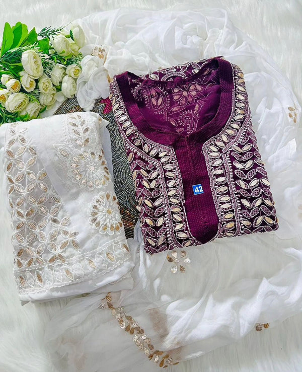 GEORGETTE FRONT JAAL SET WITH GOTA PATTI WORK