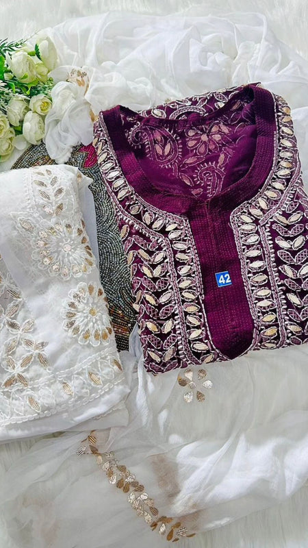 GEORGETTE FRONT JAAL SET WITH  GOTA PATTI WORK