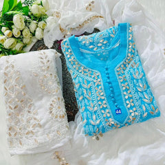GEORGETTE FRONT JAAL SET WITH  GOTA PATTI WORK