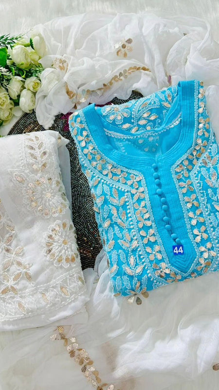 GEORGETTE FRONT JAAL SET WITH  GOTA PATTI WORK