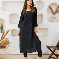 Versatile and Stylish Mukesh Embroidery in Rayon Kurti with Free Gift 💝 Inside