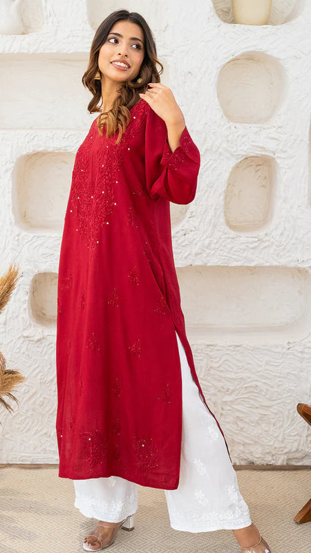 Versatile and Stylish Mukesh Embroidery in Rayon Kurti with Free Gift 💝 Inside