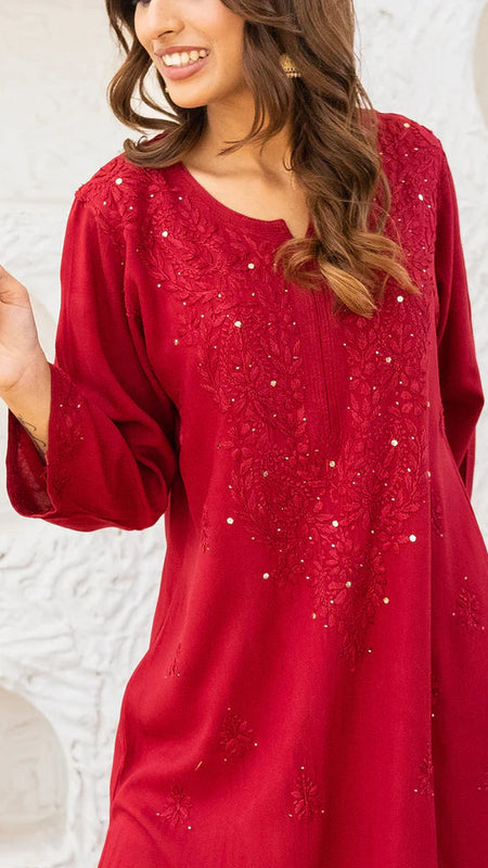 Versatile and Stylish Mukesh Embroidery in Rayon Kurti with Free Gift 💝 Inside
