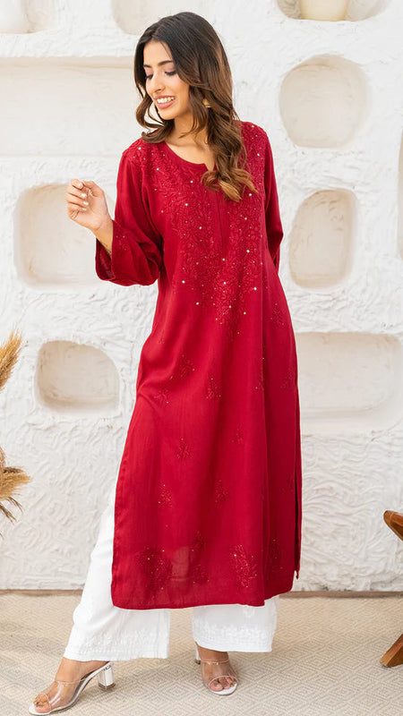 Versatile and Stylish Mukesh Embroidery in Rayon Kurti with Free Gift 💝 Inside