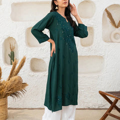 Versatile and Stylish Mukesh Embroidery in Rayon Kurti with Free Gift 💝 Inside