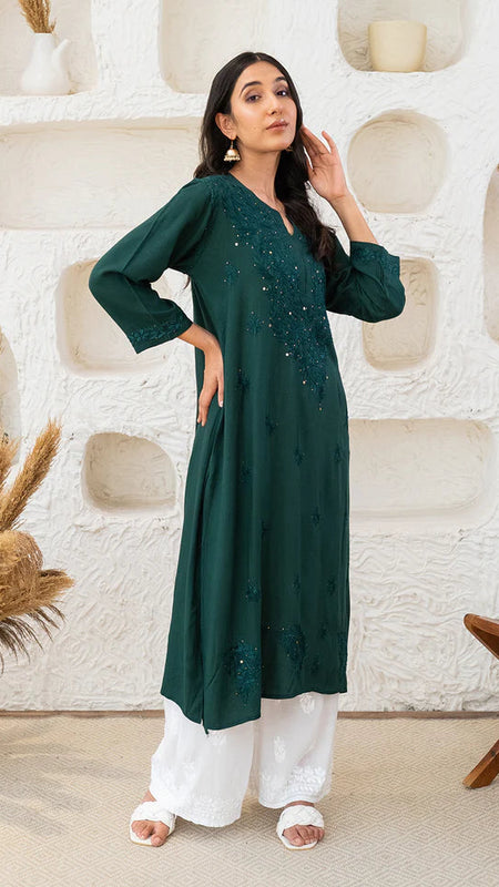 Versatile and Stylish Mukesh Embroidery in Rayon Kurti with Free Gift 💝 Inside