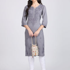 Versatile and Stylish Mukesh Embroidery in Rayon Kurti with Free Gift 💝 Inside