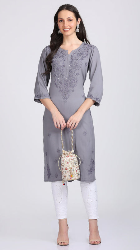 Versatile and Stylish Mukesh Embroidery in Rayon Kurti with Free Gift 💝 Inside