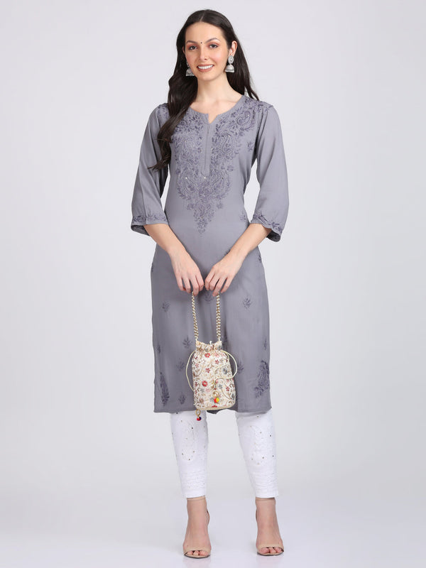 Versatile and Stylish Mukesh Embroidery in Rayon Kurti with Free Gift 💝 Inside