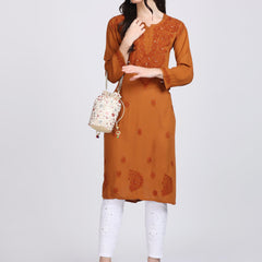 Versatile and Stylish Mukesh Embroidery in Rayon Kurti with Free Gift 💝 Inside