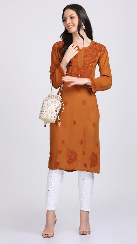 Versatile and Stylish Mukesh Embroidery in Rayon Kurti with Free Gift 💝 Inside