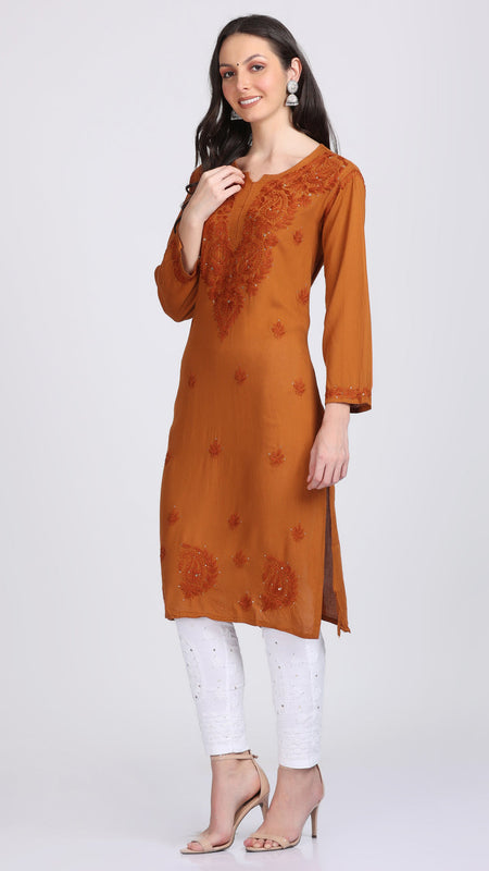 Versatile and Stylish Mukesh Embroidery in Rayon Kurti with Free Gift 💝 Inside