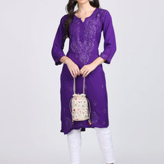 Versatile and Stylish Mukesh Embroidery in Rayon Kurti with Free Gift 💝 Inside