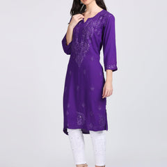 Versatile and Stylish Mukesh Embroidery in Rayon Kurti with Free Gift 💝 Inside