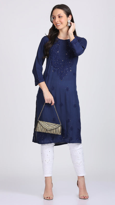 Versatile and Stylish Mukesh Embroidery in Rayon Kurti with Free Gift 💝 Inside
