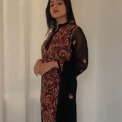MULTI COLOR GEORGETTE KURTI WITH STOLE