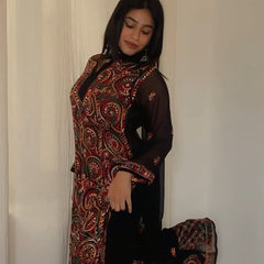 MULTI COLOR GEORGETTE KURTI WITH STOLE