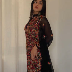 MULTI COLOR GEORGETTE KURTI WITH STOLE