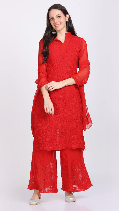MULTI COLOR GEORGETTE KURTI WITH STOLE