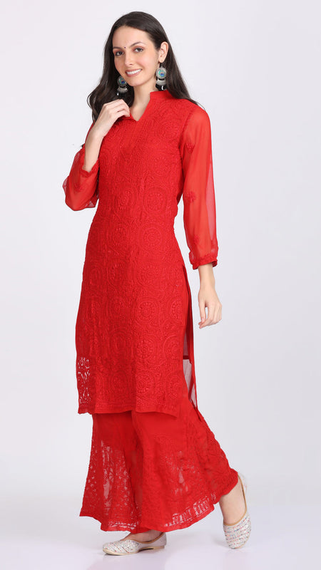 MULTI COLOR GEORGETTE KURTI WITH STOLE