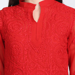MULTI COLOR GEORGETTE KURTI WITH STOLE