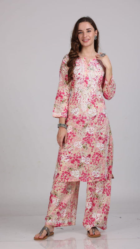 HAND EMBROIDED MAL MAL PRINTED CO-ORD SET
