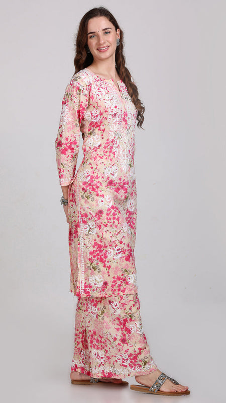 HAND EMBROIDED MAL MAL PRINTED CO-ORD SET