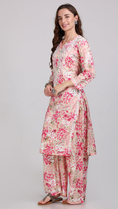 HAND EMBROIDED MAL MAL PRINTED CO-ORD SET