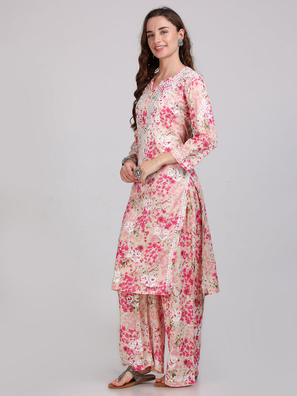 HAND EMBROIDED MAL MAL PRINTED CO-ORD SET
