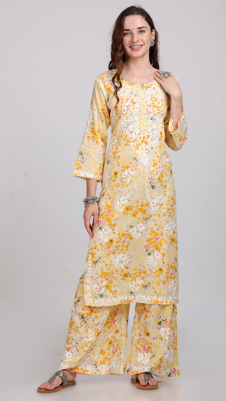 HAND EMBROIDED MAL MAL PRINTED CO-ORD SET