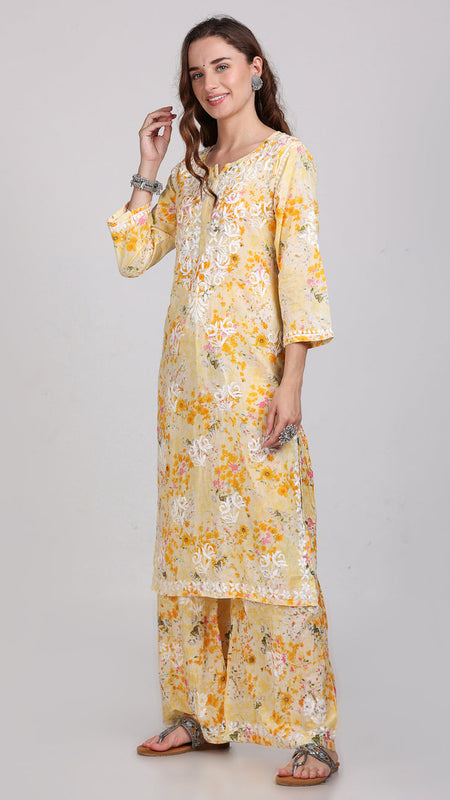 HAND EMBROIDED MAL MAL PRINTED CO-ORD SET