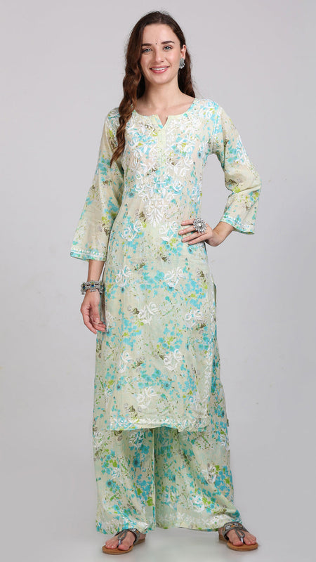 HAND EMBROIDED MAL MAL PRINTED CO-ORD SET