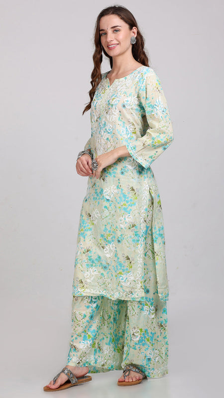 HAND EMBROIDED MAL MAL PRINTED CO-ORD SET