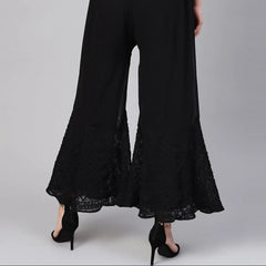 Chikankari Flared Free Size Chiffon Sharara With Lining Attached Inside