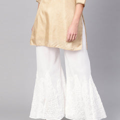 Chikankari Flared Free Size Chiffon Sharara With Lining Attached Inside
