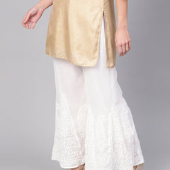 Chikankari Flared Free Size Chiffon Sharara With Lining Attached Inside