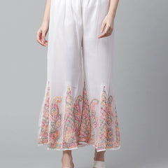 Chikankari Flared Free Size Chiffon Sharara With Lining Attached Inside
