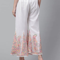 Chikankari Flared Free Size Chiffon Sharara With Lining Attached Inside