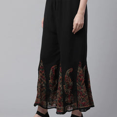 Chikankari Flared Free Size Chiffon Sharara With Lining Attached Inside