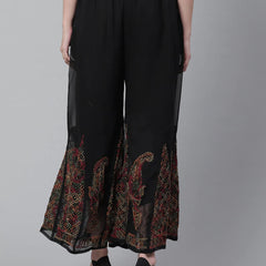 Chikankari Flared Free Size Chiffon Sharara With Lining Attached Inside