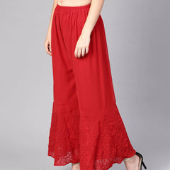 Chikankari Flared Free Size Chiffon Sharara With Lining Attached Inside