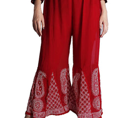 Chikankari Flared Free Size Chiffon Sharara With Lining Attached Inside