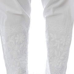 Chikankari Machine-Embroidered Lycra Stretchable Pant With Both Side Pockets/machine pant