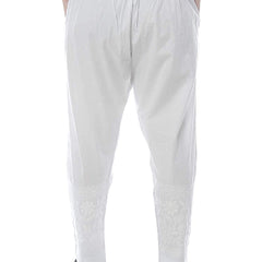 Chikankari Machine-Embroidered Lycra Stretchable Pant With Both Side Pockets/machine pant