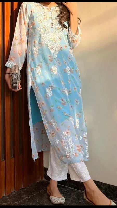 GEORGETTE PRINTED KURTI WITH INNER