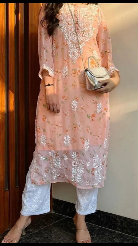 GEORGETTE PRINTED KURTI WITH INNER